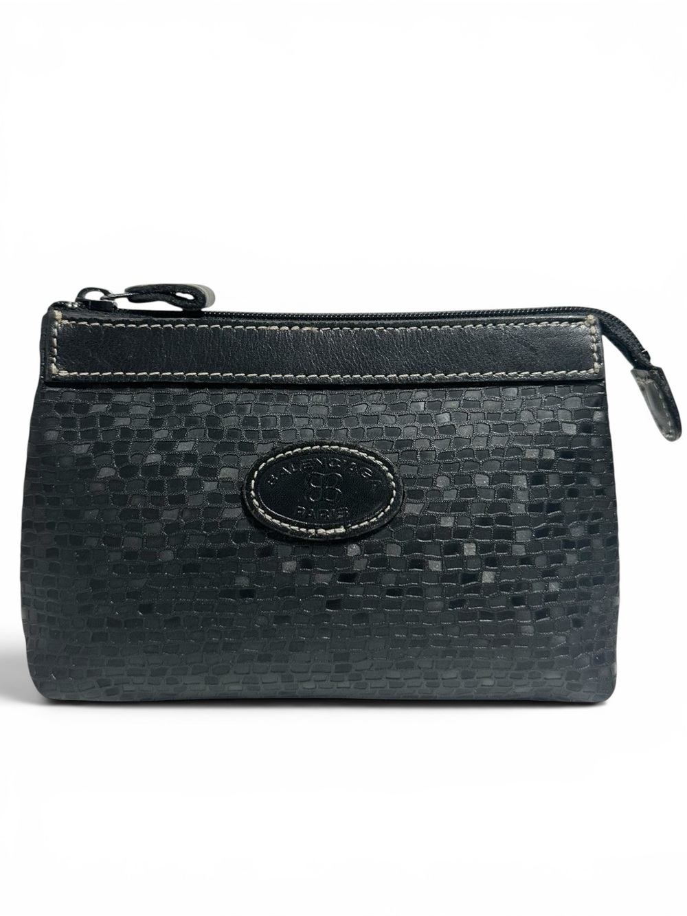 Balenciaga Black Canvas & Leather Cosmetic Clutch Pouch Mini Bag